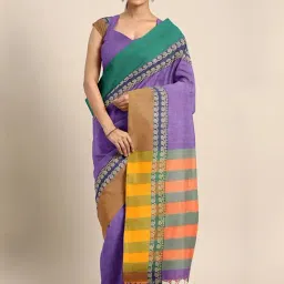Kalakari India Purple Cotton Woven Saree With Unstitched Blouse-image-90