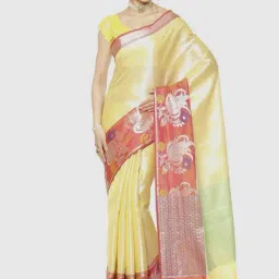 Banarasi Silk Works Yellow Woven Saree With Unstitched Blouse-picture-38