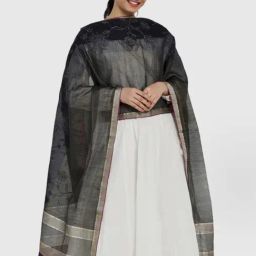 Fabindia Black Embroidered Dupatta-image-15