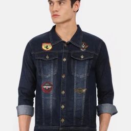 VOXATI Dark Blue Full Sleeves Shirt Collar Denim Jacket-image-81