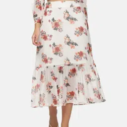 ISU White Floral Print A-Line Skirt-picture-9