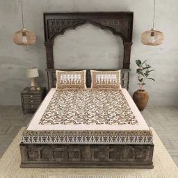 JaipurFabric Brown 240 TC 100% Cotton Forever Loved Double Bedsheet with 2 Pillow Covers-image-30