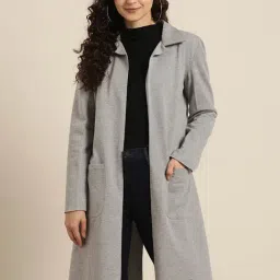 Qurvii Grey Fleece Long Jacket-43