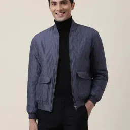 Fabindia Blue Straight Fit Quilted Bomber Jacket-image-46