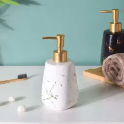 Nestasia ceramic durable marble finish white Liquid soap dispenser for Bathroom & Wash Basin(350 ml)-image-20