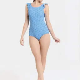 Zelocity by Zivame Blue Printed Swim Dress-image-31