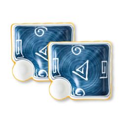 Nestasia Printed ¿White ¿Ceramic Nitori Square Plates with Section - Set of 2 image 2