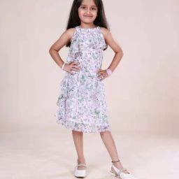 Kiddopanti Kids Multicolor Printed Regular Fit Dress-5
