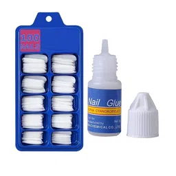 skrynnzer Set Of 8 Artificial Nails, Glue &Nail Polish Remover Tissue Pads-68