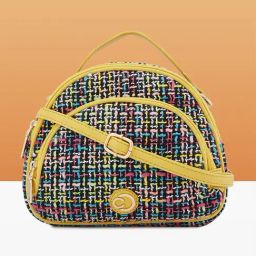 Caprese Yellow Harmonee Woven Jacquard Cross Body Bag-image-86