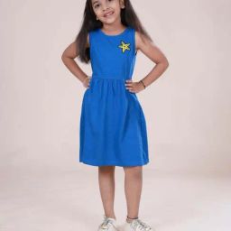 Kiddopanti Kids Blue Applique Regular Fit Dress-image-45