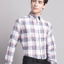 Jainish Grey Regular Fit Check Shirt-image-70