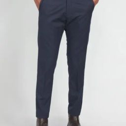 Arrow Newyork Navy Blue Regular Fit Checks Trousers-image-75
