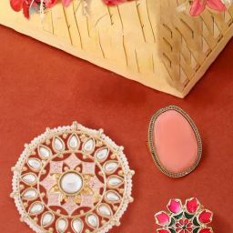 Zaveri Pearls Set of 3 Multicolor Meenakari Kundan Finger Rings-ZPFK15403-9