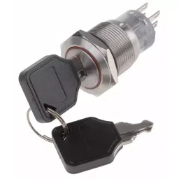 RS PRO 2 Way Key Switch DPDT 250 V Momentary 5 A, 8771993-47