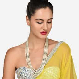 Zaveri Pearls Gold Tone Multilayer Beaded Long Necklace-ZPFK15920-37