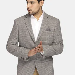 Theme Men Grey Self-Design Single-Breasted Casual Blazer-image-60