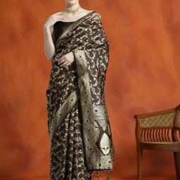 Jaipur Kurti Brown Woven Saree With Unstitched Blouse-picture-12