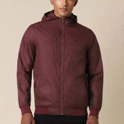 Allen Solly Sport Maroon Regular Fit Hooded Jacket-picture-12