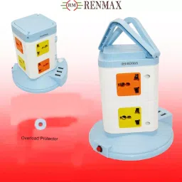 RENMAX 8 Socket and 3 USB Power Extension Board 250 V 10A with 2 m Cord Length, RM-POWCORD-EC810-01 image 5
