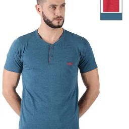Force NXT Blue & Red Cotton Regular Fit Henley T-Shirt - Pack Of 2-image-82