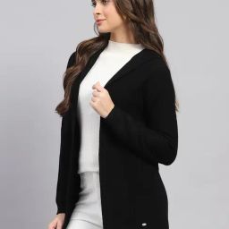 Monte Carlo Black Regular Fit Self Pattern Shrug image 3