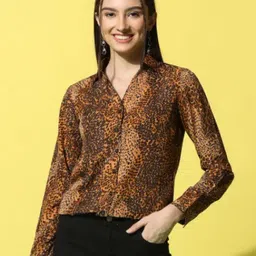 SELVIA Brown & Black Animal Print Shirt-image-69