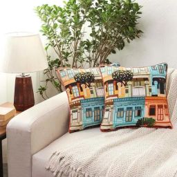 House This The Shophouses Multicolor Cotton Cushion Covers - Set of 2-image-111