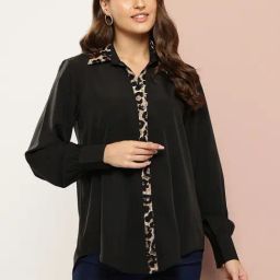 Qurvii Black Plain Shirt-image-77