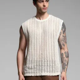 Jack & Jones Brown Cotton Regular Fit Textured T-Shirt-image-88