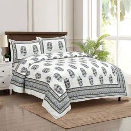 JaipurFabric Blue 180 TC 100% Cotton Double Bedsheet with 2 Pillow Covers-image-15