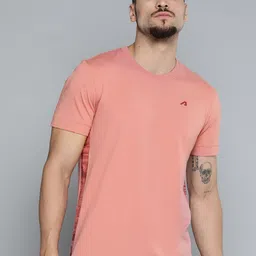 Alcis Men Dusty Pink Solid Slim Fit Gym T-shirt-image-36