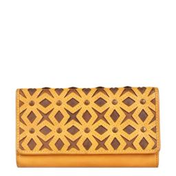 KOMPANERO Lilly Yellow Textured Tri-Fold Wallet for Women-picture-45