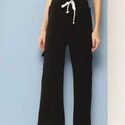Aarika Black Nylon Solid Pants-image-95