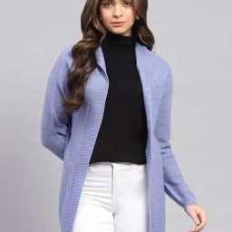 Monte Carlo Blue Regular Fit Self Pattern Shrug-23