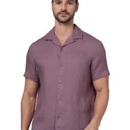 celio* Purple Regular Fit Linen Shirt-image-38