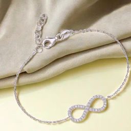 Taraash 925 Sterling Silver Infinity Shimmering CZ Bracelet for Women-image-52