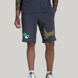 Puma Grey Cotton Regular Fit Printed Sports Shorts-image-91