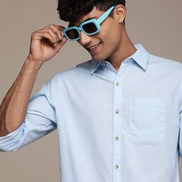 WROGN Solid Slim Fit Pure Cotton Casual Shirt-image-34