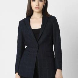 Van Heusen Navy Chequered Formal Blazer-picture-14