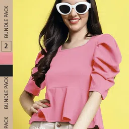 Fabflee Pack Of 2 Regular Peplum Top-image-56