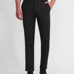 Arrow New York Black Slim Fit Self Pattern Trousers-image-74