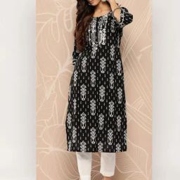 Libas Black Cotton Embroidered Straight Kurta-image-83