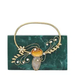 NR by Nidhi Rathi Green Textured Clutch-87