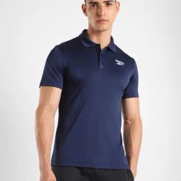 Reebok Navy Slim Fit Sports Polo-picture-3