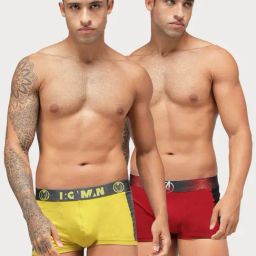 Zoiro Sulphur & Chinese Red Regular Fit Trunks - Pack Of 2-image-53
