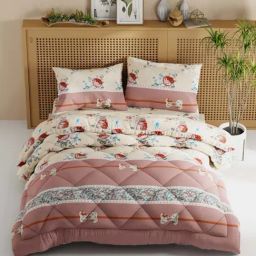 Bianca California Beige & Brown Fabric 150 TC Double Bedsheet with Comforter & 2 Pillow Covers-image-86