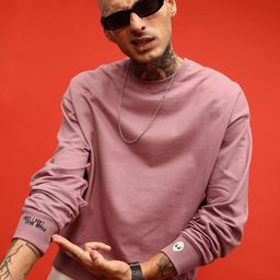 glitchez Urban Swag Minimal Print Cotton Terry Oversized Fit Sweatshirt-image-13