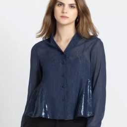 SHAYE Navy Textured Shirt-image-56