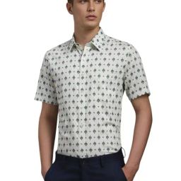 Louis Philippe White Cotton Slim Fit Printed Shirt-picture-46
